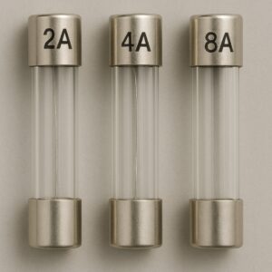 Glass fuse 6.35x30mm 2A, 4A. 8A